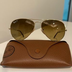 Ray Ban Large Aviator Metal - Light Brown Gradient Polarized